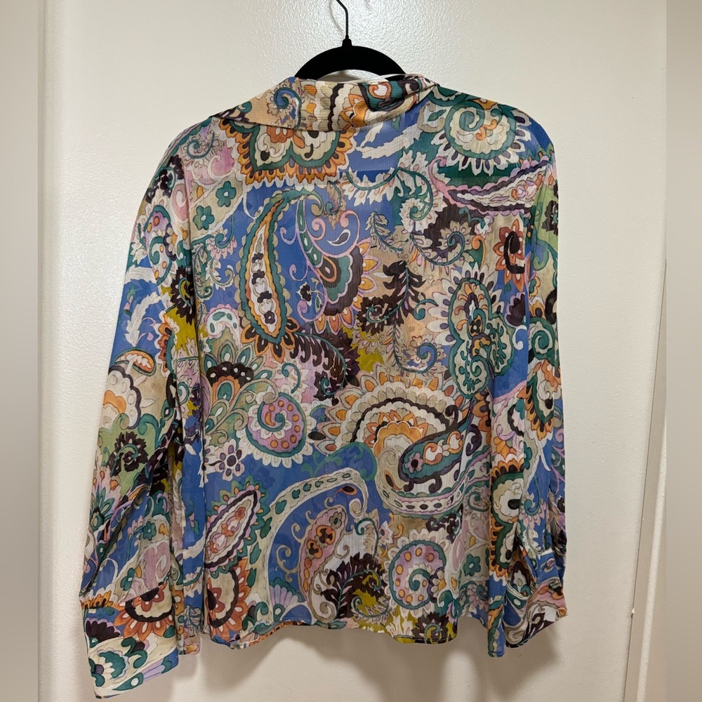Zara Sheer Patterned Button Down - image 3